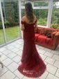 Trumpet/Mermaid Floor-length Off-the-shoulder Tulle Appliques Lace Prom Dresses