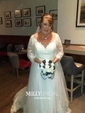 Ball Gown/Princess V-neck Tulle Sweep Train Wedding Dresses With Appliques Lace