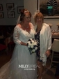 Ball Gown/Princess V-neck Tulle Sweep Train Wedding Dresses With Appliques Lace