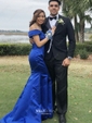 Mermaid Off-the-shoulder Satin Prom Dresses With Ruched