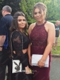 Ball Gown Illusion Lace Satin Long Sleeves Two Piece Prom Dresses