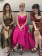 V-neck Satin Asymmetrical Skater Homecoming Dresses