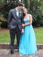 Princess V-neck Tulle Floor-length Beading Prom Dresses