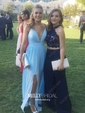 A-line V-neck Chiffon Floor-length Split Front Prom Dresses