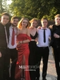 Burgundy Ball Gown V-neck Satin Cut Out Prom Dresses