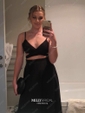 Burgundy Ball Gown V-neck Satin Cut Out Prom Dresses