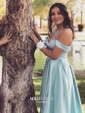 A-line V-neck Satin Floor-length Prom Dresses