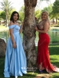 A-line V-neck Satin Floor-length Prom Dresses