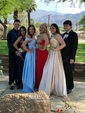 A-line V-neck Satin Floor-length Prom Dresses