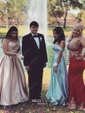 A-line V-neck Satin Floor-length Prom Dresses