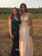 A-line Scoop Neck Chiffon Floor-length Beading Prom Dresses