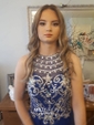 A-line Scoop Neck Chiffon Floor-length Beading Prom Dresses