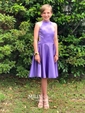 A-line Scoop Neck Satin Homecoming Dresses