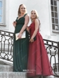 Ball Gown Illusion Tulle Prom Dresses With Appliques