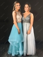 Ball Gown/Princess Floor-length V-neck Tulle Beading Prom Dresses