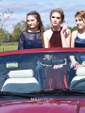 Ball Gown Illusion Lace Satin Long Sleeves Two Piece Prom Dresses