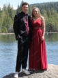 A-line Illusion Chiffon Two Piece Prom Dresses With Split