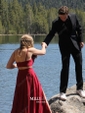 A-line Illusion Chiffon Two Piece Prom Dresses With Split