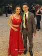 A-line Illusion Chiffon Two Piece Prom Dresses With Split
