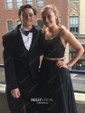 A-line Illusion Chiffon Two Piece Prom Dresses With Split