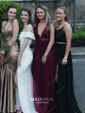 A-line Scoop Neck Chiffon Floor-length Split Front Prom Dresses