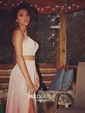 A-line Illusion Chiffon Two Piece Prom Dresses With Split