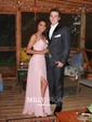 A-line Illusion Chiffon Two Piece Prom Dresses With Split
