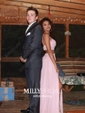 A-line Illusion Chiffon Two Piece Prom Dresses With Split
