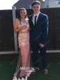 Mermaid Scoop Neck Tulle Prom Dresses With Appliques