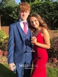Sheath/Column V-neck Jersey Sweep Train Prom Dresses