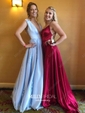 Princess V-neck Tulle Floor-length Beading Prom Dresses