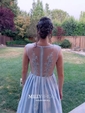 Ball Gown V-neck Floor-length Tulle Prom Dresses With Appliques