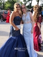 Mermaid Illusion Lace Satin Two Piece Prom Dresses With Appliques