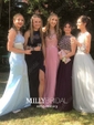 Mermaid Illusion Lace Satin Two Piece Prom Dresses With Appliques