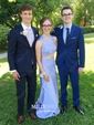 Mermaid Illusion Lace Satin Two Piece Prom Dresses With Appliques