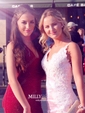 Mermaid V-neck Backless Satin Prom Dresses With Appliques