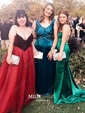 Ball Gown V-neck Velvet Tulle Ruffle Prom Dresses