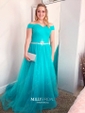Ball Gown Off-the-shoulder Tulle Prom Dresses With Ruched
