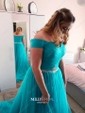 Ball Gown Off-the-shoulder Tulle Sweep Train Beading Prom Dresses