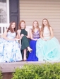 Princess Scoop Neck Organza Floor-length Beading Prom Dresses