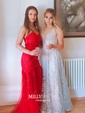 Mermaid Strapless Tulle Corset Prom Dresses With Appliques