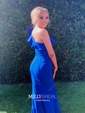 Mermaid One Shoulder Satin Modest Prom Dresses With Ruffle
