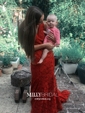 Burgundy Mermaid V-neck Lace Modest Prom Dresses
