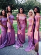 Mermaid Stretch Crepe Off-the-shoulder Prom Dresses With Appliques