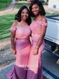 Mermaid Stretch Crepe Off-the-shoulder Prom Dresses With Appliques
