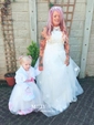 Ball Gown/Princess Halter Tulle Floor-length Wedding Dresses With Cascading Ruffles
