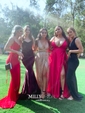Black Ball Gown V-neck Satin Prom Dresses With Ruched