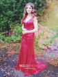 Trumpet/Mermaid Sweep Train V-neck Sequined Prom Dresses