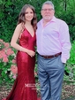 Mermaid V-neck Backless Sparkly Sequin Prom Dresses