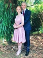 Pink Backless Lace Knee-Length Homecoming Dresses